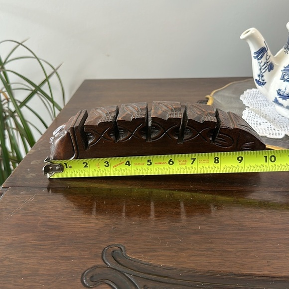 Vintage Hand-Carved Wooden "Bookworm" Desk Organizer / Letter & Card Holder - Picture 8 of 8